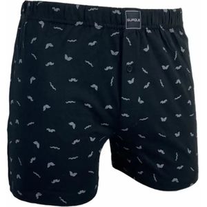 Suaque - Heren Boxershort - Zwart - Wijd Model - Moustache Print
