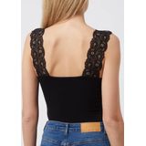 Pieces hemdje met kant - Lace Top - Barbera - Viscose kanten onderhemd - Singlet met brede bandjes - Zwart - Huidskleur - Wit - Lingerie top  - Roze