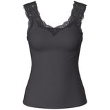 Pieces hemdje met kant - Lace Top - Barbera - Viscose kanten onderhemd - Singlet met brede bandjes - Zwart - Huidskleur - Wit - Lingerie top  - Roze