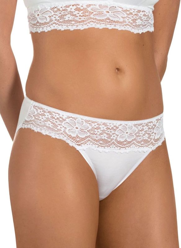 Dames Rio Slip - Jazzpant - Millefleurs - Kanten lage vrouwen slip - 38 - Wit