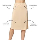 J&C lange onderrok dames 65cm  - Jupon - Wit - Zwart - Huidskleur