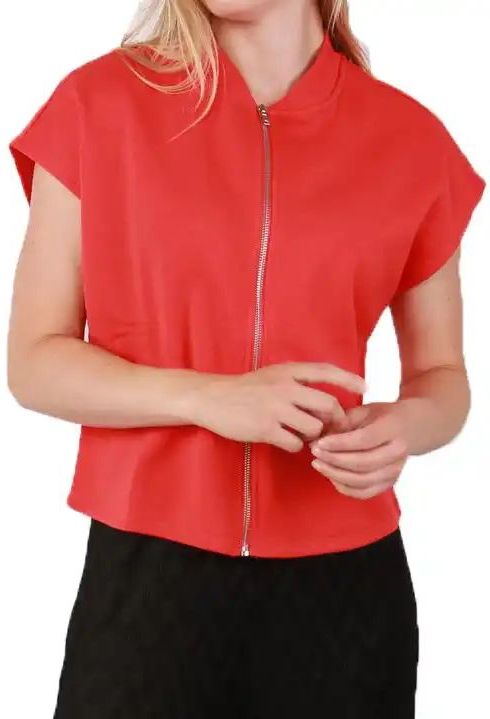 Pieces lounge vest met rits - Zip sweat vest  - Rood