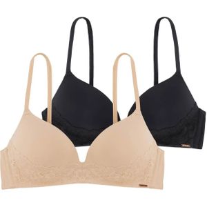 Dorina 2-pack voorgevormde BH zonder beugel - Fili Lace  - Zwart