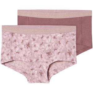 Name it meisjes hipster 2-pak - Mauve Flower - Roze katoenen meisjes onderbroeken  - Paars