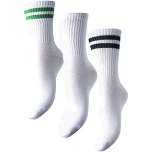3-pack dames sokken - Microvezel dames sokken met streep - Snel drogend  - Wit