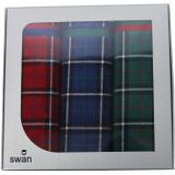 Swan 3-pak Dames zakdoeken - Engelse ruit - 30 - Blauw