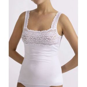 Dames hemd kant - Modal onderhemd vrouwen - Luxe Singlet met kant  - Wit