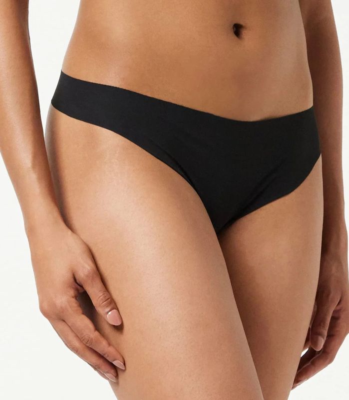 Pieces dames string - 3-pack - Naadloos- Seamless - Zwart