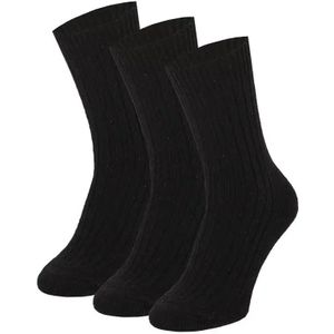 3-paar wollen sokken - badstof zool - Warme sokken voor dames en heren - Dikke sokken - Thermosokken heren  - Zwart