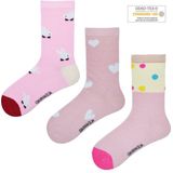 Gianvaglia - Meisjessokken - Roze - Katoen - 3-Pack met Verschillende Designs