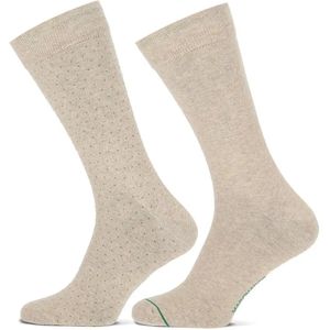 Marcmarcs 2-pack- Heren katoenen sokken met print  - Beige
