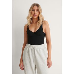 Na-kd - Body - Wit - Katoen/Polyester/Elastaan - Met Drukknoppen