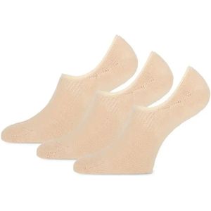 Teckel 3-pack - Invisible Footies sokken met badstof zool  - Huidskleur