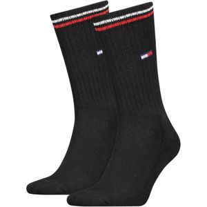 Tommy Hilfiger Unisex Crew Socks 2-paar - Sport crew sokken dames en heren  - Zwart