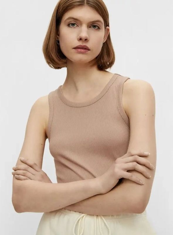 Pieces - Tina Top - Dames Hemdje - Beige