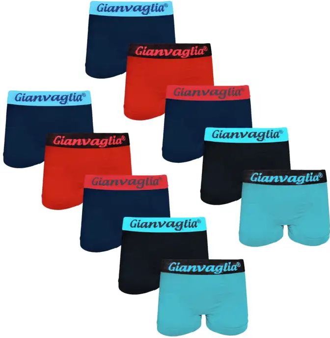Gianvaglia 10-Pack jongens boxershorts - Blauw/Rood - Multipack jongens onderbroeken microfiber