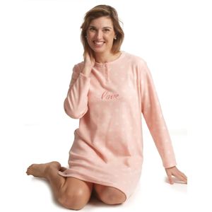 Cocodream Fleece nachthemd dames - Love - Warme winter nachtjapon  - Roze
