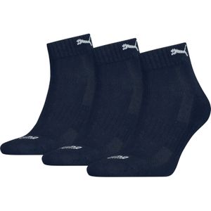 Puma 3-paar Quarter sokken - Badstof zool  - Blauw