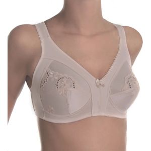 Sassa Mode soft Bh zonder beugel - 12906 - Brede bandjes - bh Grote maten - Wit - Huidskleur