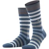 Burlington Blackpool Heren Sokken - Stripe - Hoge katoenen mannen sokken  - Blauw