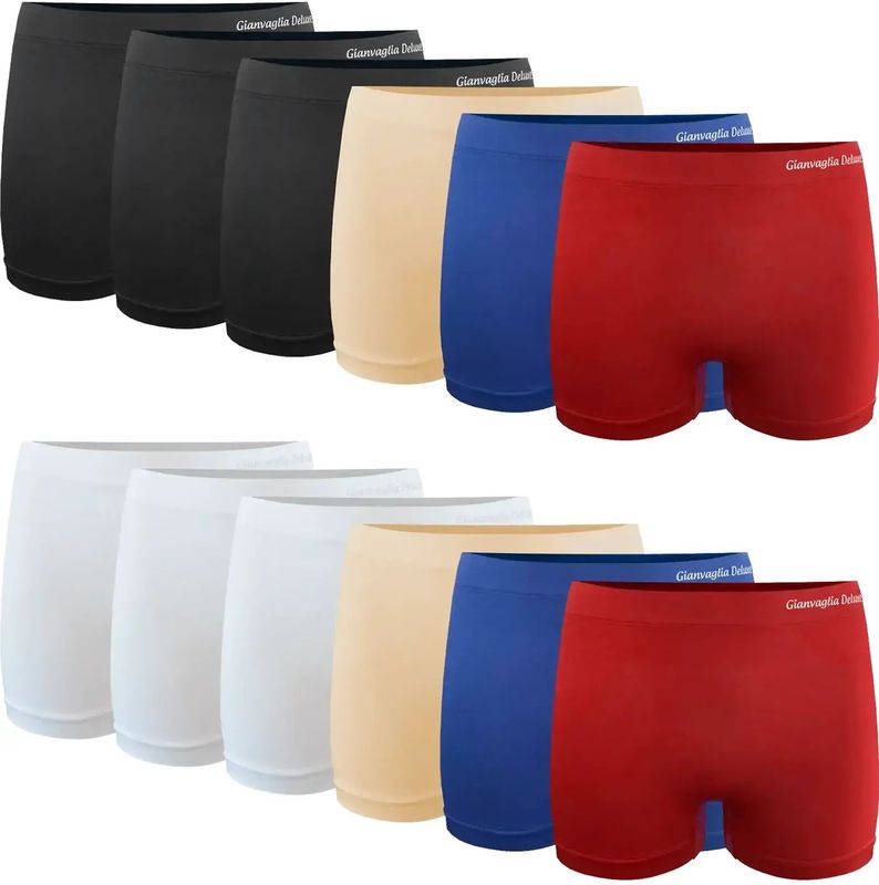 Gianvaglia 12-pak Naadloze dames boxershorts - Seamless ondergoed dames - Multipack - Goedkoop ondergoed