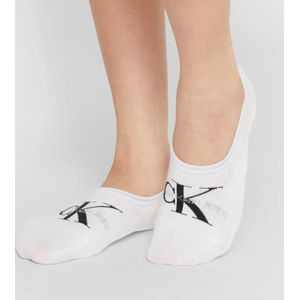 Calvin Klein 2-paar Footie High cut dames sokken - Logo monogram  - Wit