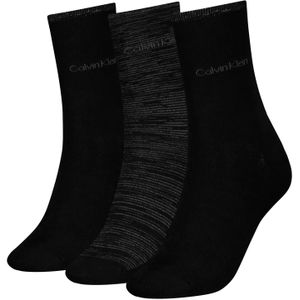 Calvin Klein 3-paar dames Crew sokken - Lurex - Katoenen sokken met glitter - Cadeauverpakking  - Zwart