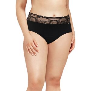 - Menstruatie / incontinentie slip - Period proof slip - Kanten taille menstruatie slip  - Zwart