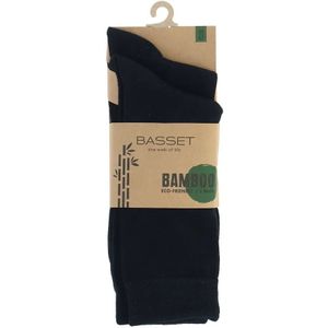 Basset 2-paar bamboe sokken - hoog  - Zwart