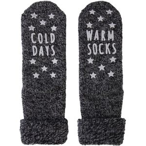 Homesocks Cold Days / Warm Socks met antislip  - Zwart