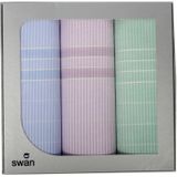 Swan 3 stuks Dames zakdoeken - DSZ5673 - Blauw