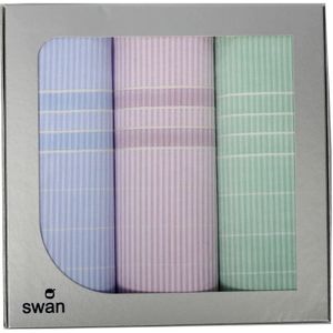 Swan 3 stuks Dames zakdoeken - DSZ5673 - Blauw