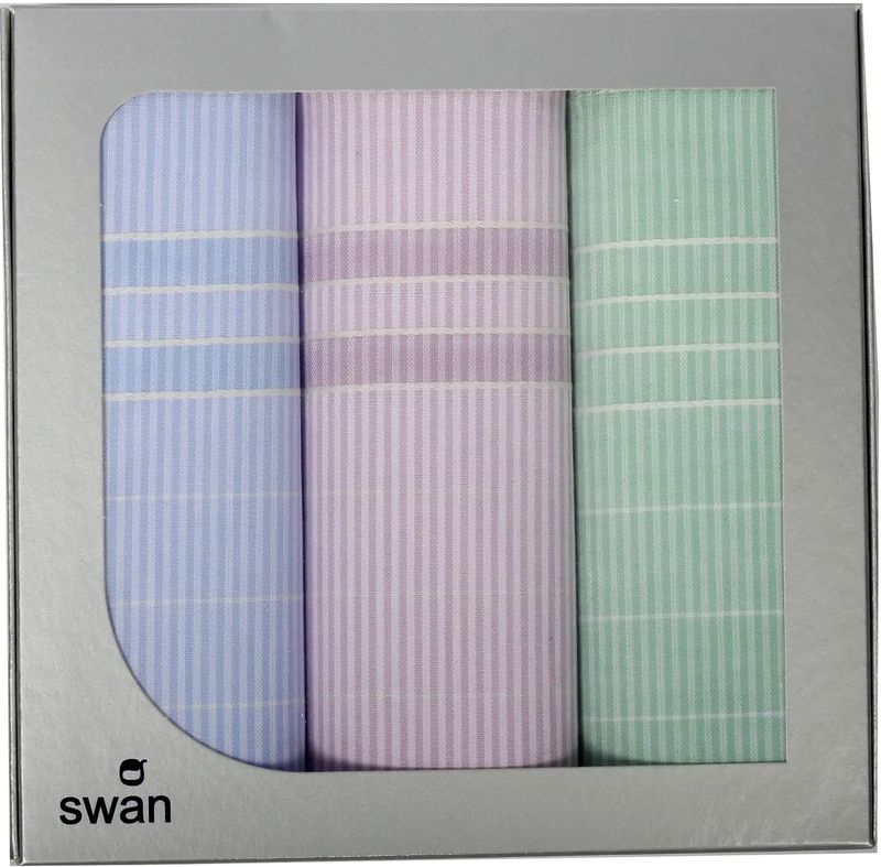 Swan 3 stuks Dames zakdoeken - DSZ5673 - Blauw