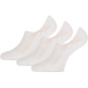Teckel 3-pack - Invisible Footies sokken met badstof zool  - Wit