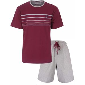 M.E.Q. Heren shortama katoen - ronde hals - Red summer  - Rood