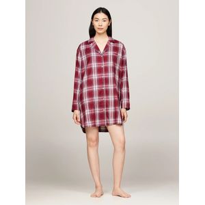 Tommy Hilfiger - Flanellen Nachthemd - Rood - Lange Mouw - Knoopsluiting