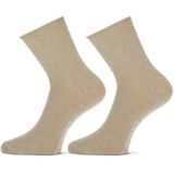 Marcmarcs 2-pack dames glitter sokken  - Beige