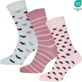 Gianvaglia - Dames Sokken - Blauw - 3-paar - Katoen - Vrolijke en Leuke Katoenen Sokken
