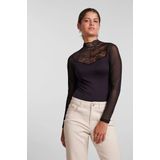 Pieces kanten body lange mouw- Naya Bodystocking - Kanten bodysuit lange mouwen maat XS zwart