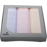 Swan 3 stuks Dames zakdoeken Ruit - DSZ5673 - Blauw