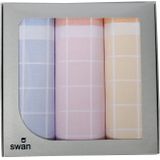 Swan 3 stuks Dames zakdoeken Ruit - DSZ5673 - Blauw