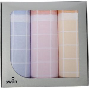 Swan 3 stuks Dames zakdoeken Ruit - DSZ5673 - Blauw