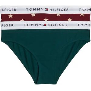 Tommy Hilfiger 2-pak meisjes slips- Zwart/wit -  Meisjes onderbroeken  - Rood