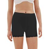 Fine Woman dames boxershort met kort pijpje - Elastisch katoenen kanten onderbroek  - Zwart