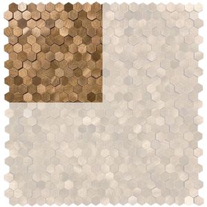 Mozaiek Zelfklevend Wandpaneel - Goud Brons - Hexagon 3D - Finley