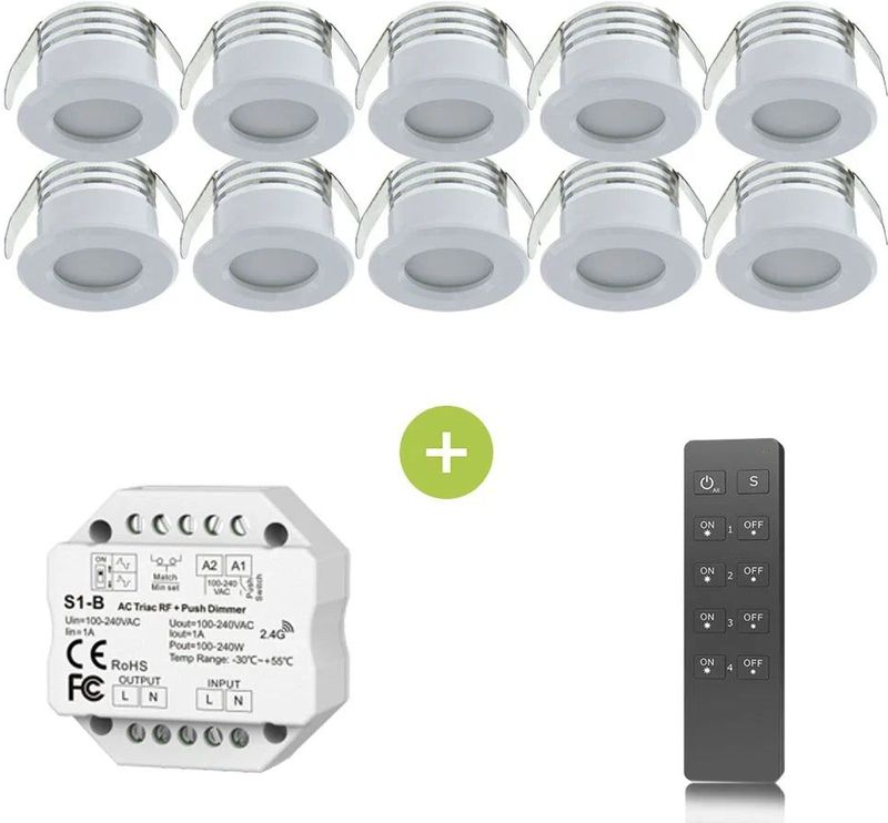 Bundel | LED Veranda inbouwspot | Ø31mm | 1.5 W | Dimbaar - Wit | 10 Stuks | 3000K - Warm wit (830)