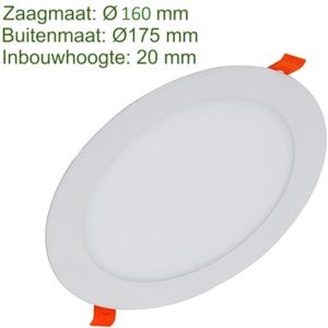 LED Inbouw Downlight 12W Slim | Ø160mm 1000lm | 3000K - Warm wit (830)