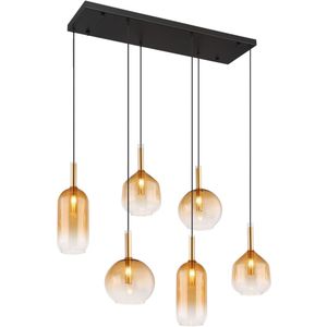 Hanglamp LOPUSA 85.0 cm 6-lichts Zwart, Amber