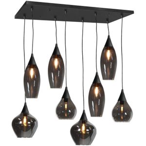 Smoked glazen Hanglamp Rechthoek | L 95cm | 8 lichts | Cambio | E14 fitting