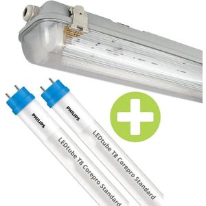 Philips LED TL Armatuur | 150cm Dubbel | IP65 Waterdicht | Incl. 2x LED TL Buis 20W | 6500K - Daglicht wit (865)